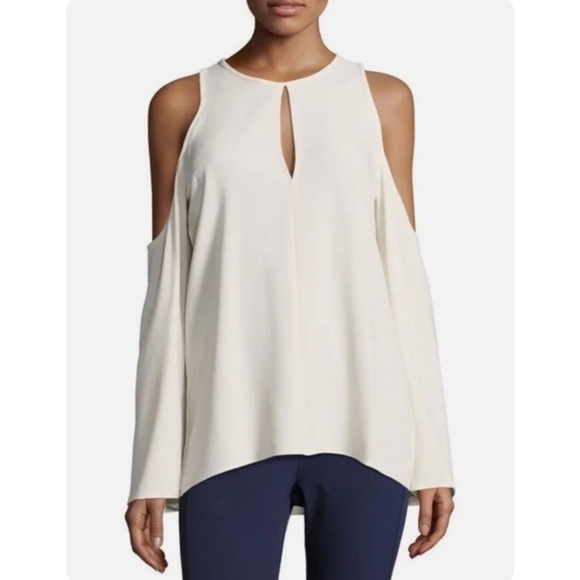NWT Theory Sarver Rosina Ivory Cold-Shoulder Top - Size Small - Picture 2 of 8